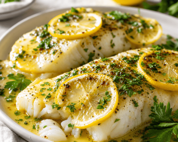 Easy Baked Cod with Lemon Butter Sauce