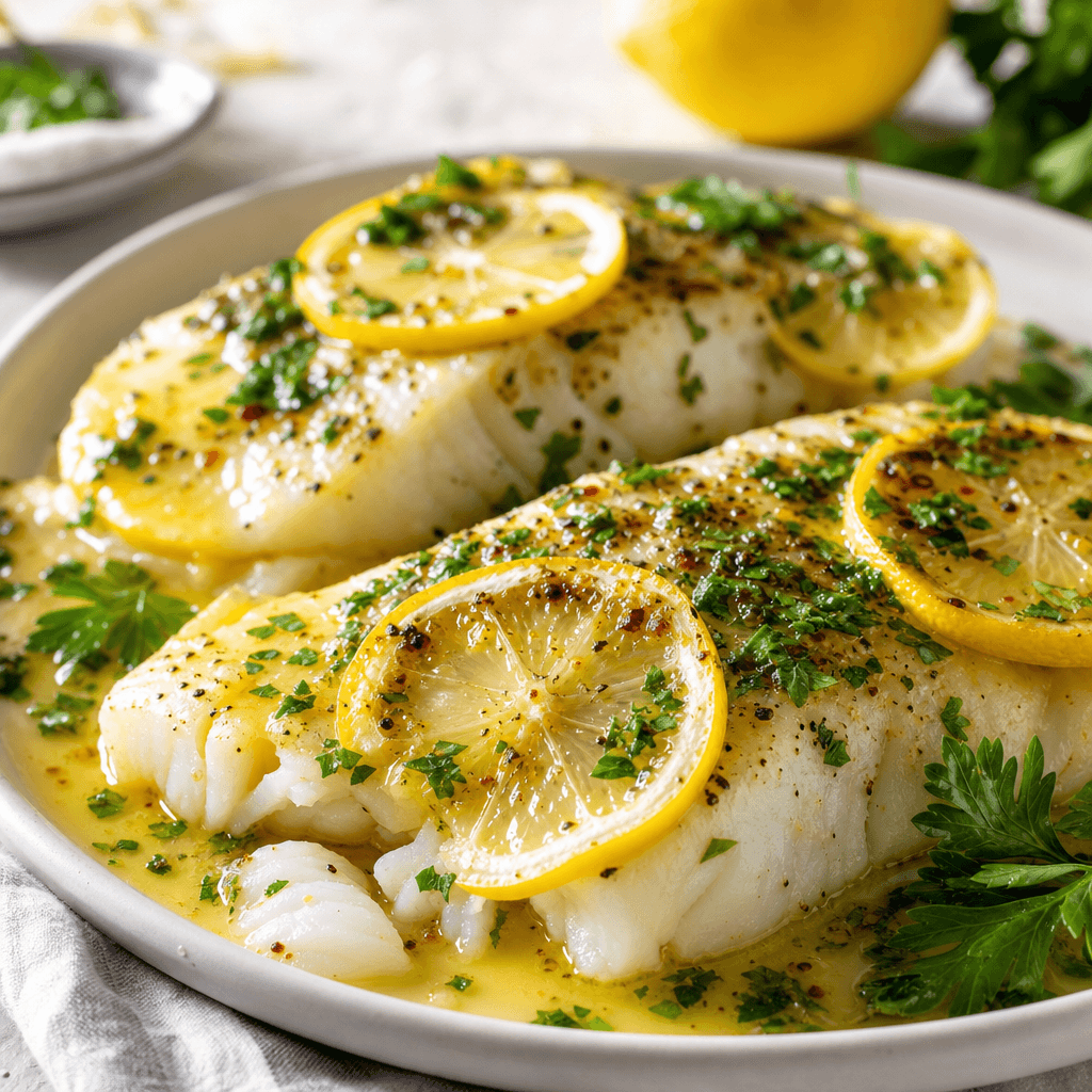 Easy Baked Cod with Lemon Butter Sauce