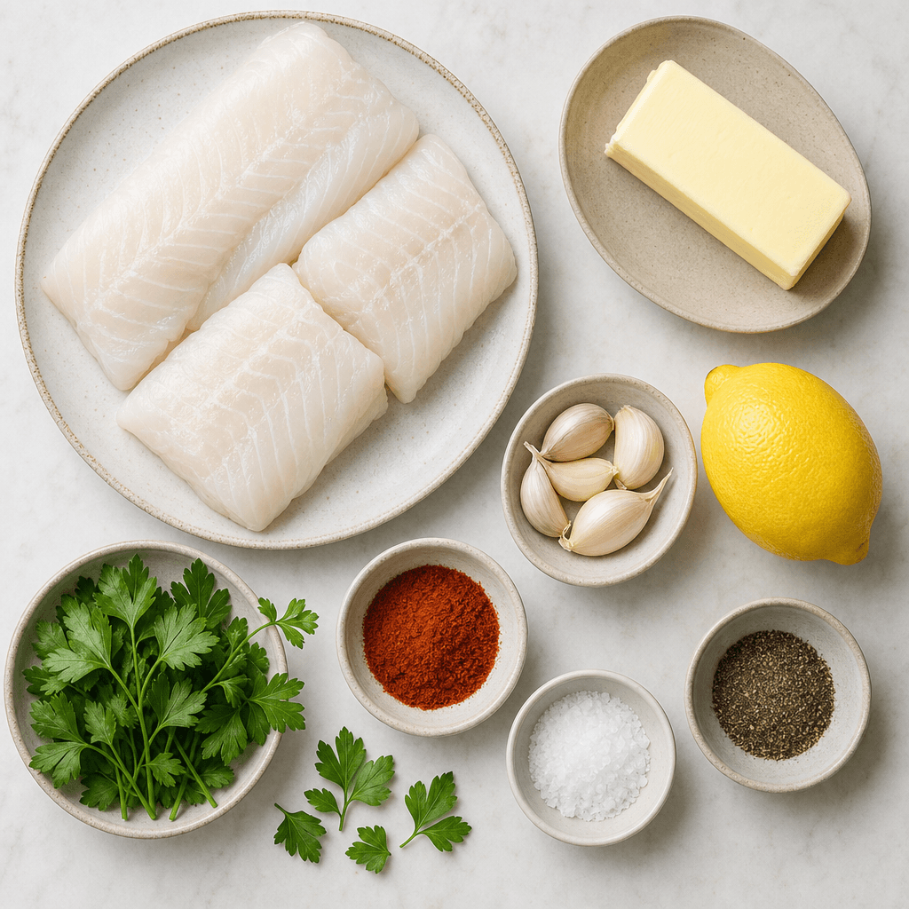 Easy Baked Cod with Lemon Butter Sauce ingredients