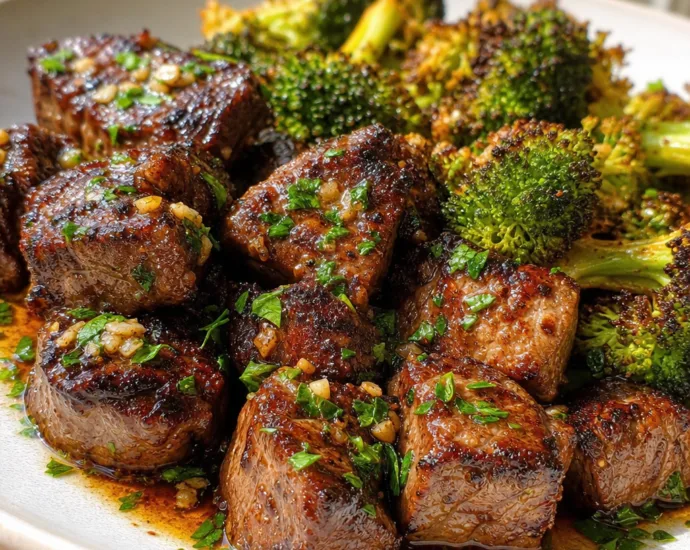 Garlic Butter Steak Bites with Roasted Broccoli