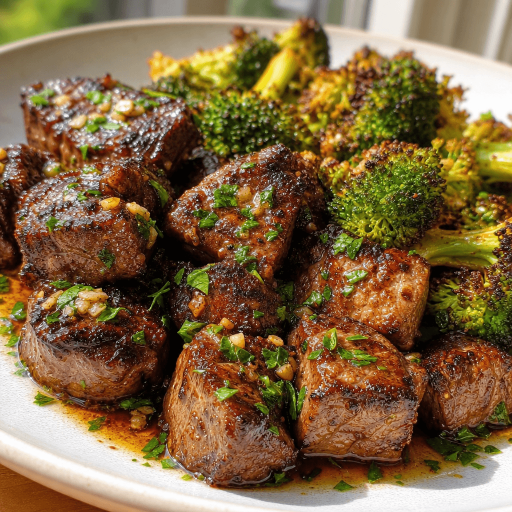 Garlic Butter Steak Bites with Roasted Broccoli
