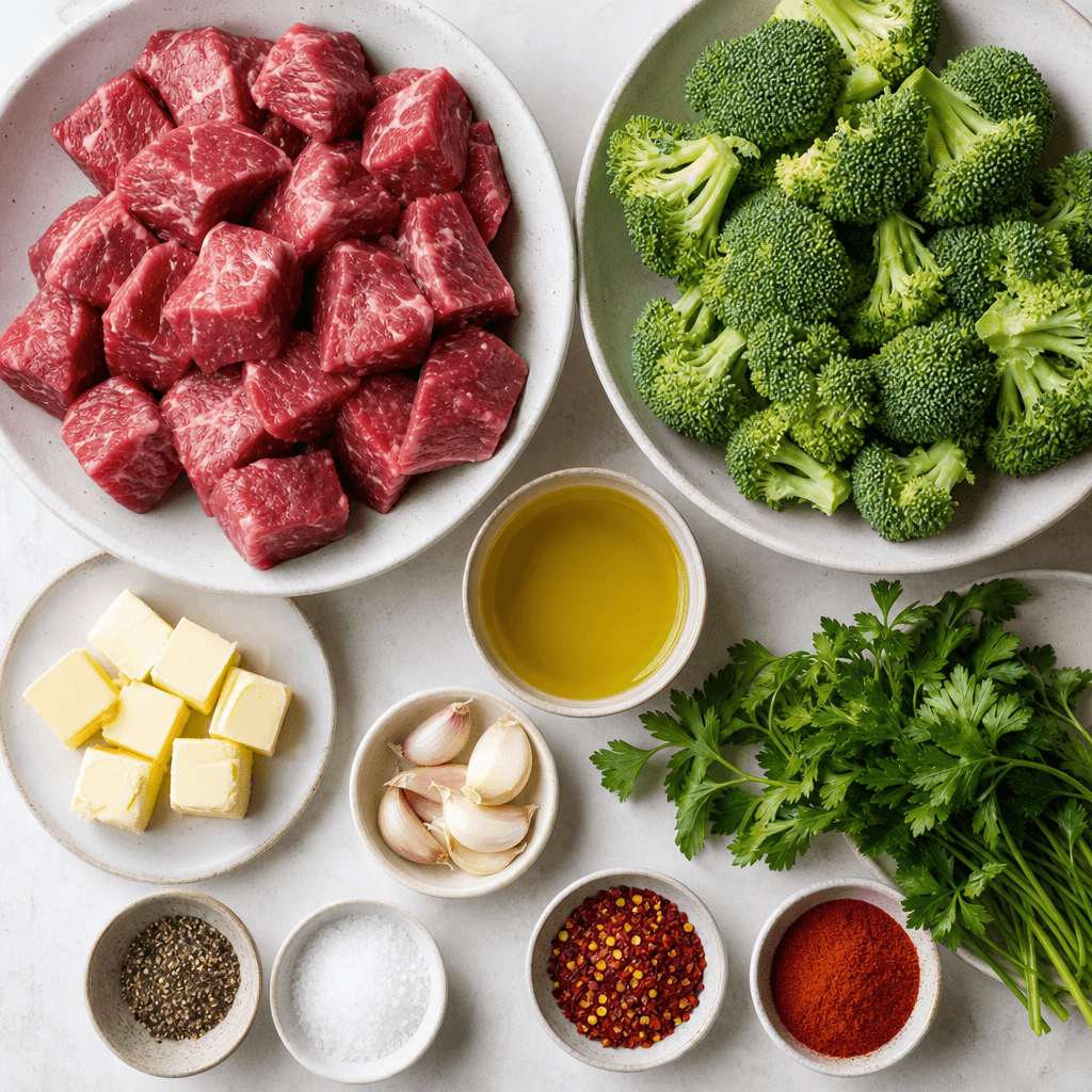 Garlic Butter Steak Bites with Roasted Broccoli ingredients