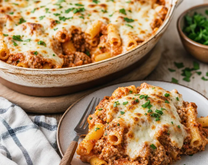 Comforting Baked Ziti with Sausage and Creamy Ricotta