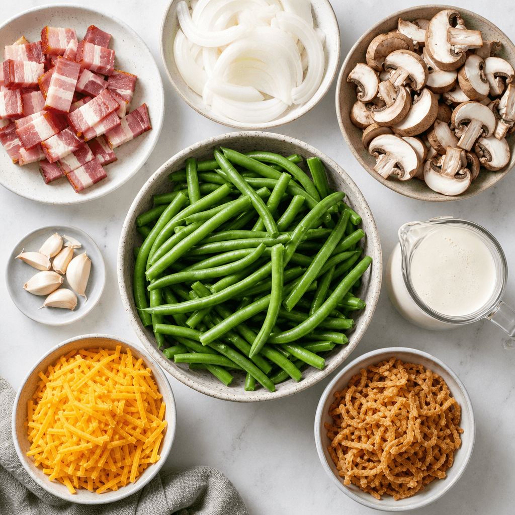 Classic Southern Style Green Bean Casserole Made Easy ingredients