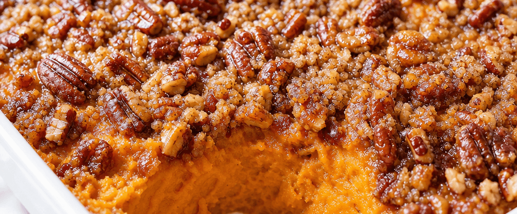 Delicious Sweet Potato Casserole with Crunchy Pecan Topping