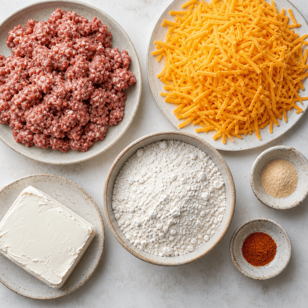 Cheesy Sausage Balls Recipe Perfect for Parties ingredients
