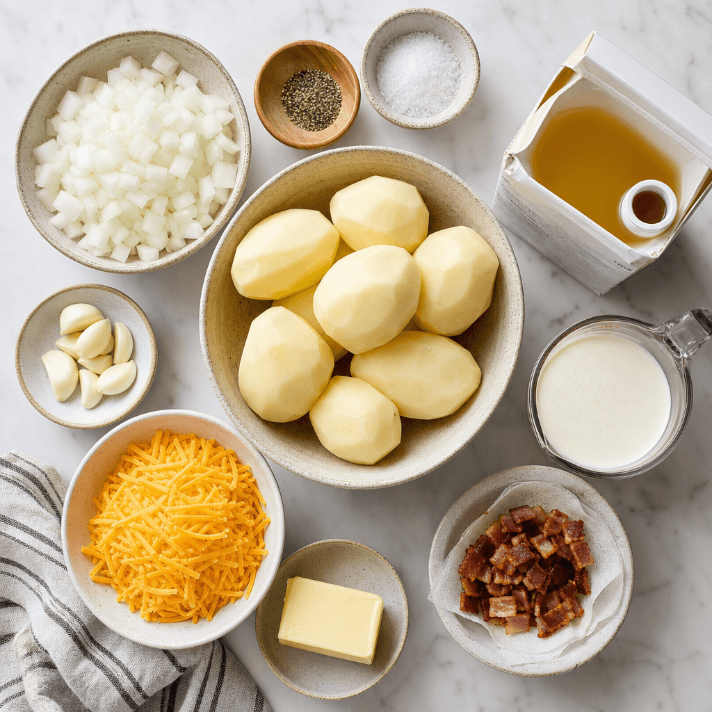 Cozy Crockpot Creamy Potato Soup Recipe ingredients