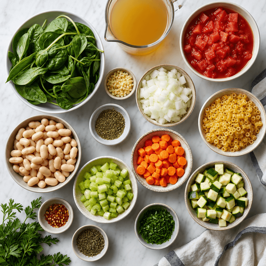 Cozy Crockpot Vegetable Minestrone Recipe ingredients