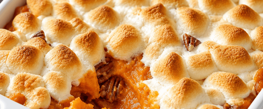 Irresistible Sweet Potato Casserole with Toasty Marshmallows
