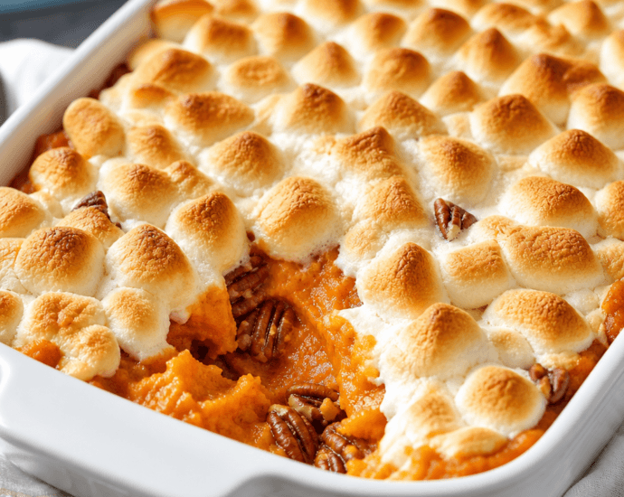 Irresistible Sweet Potato Casserole with Toasty Marshmallows