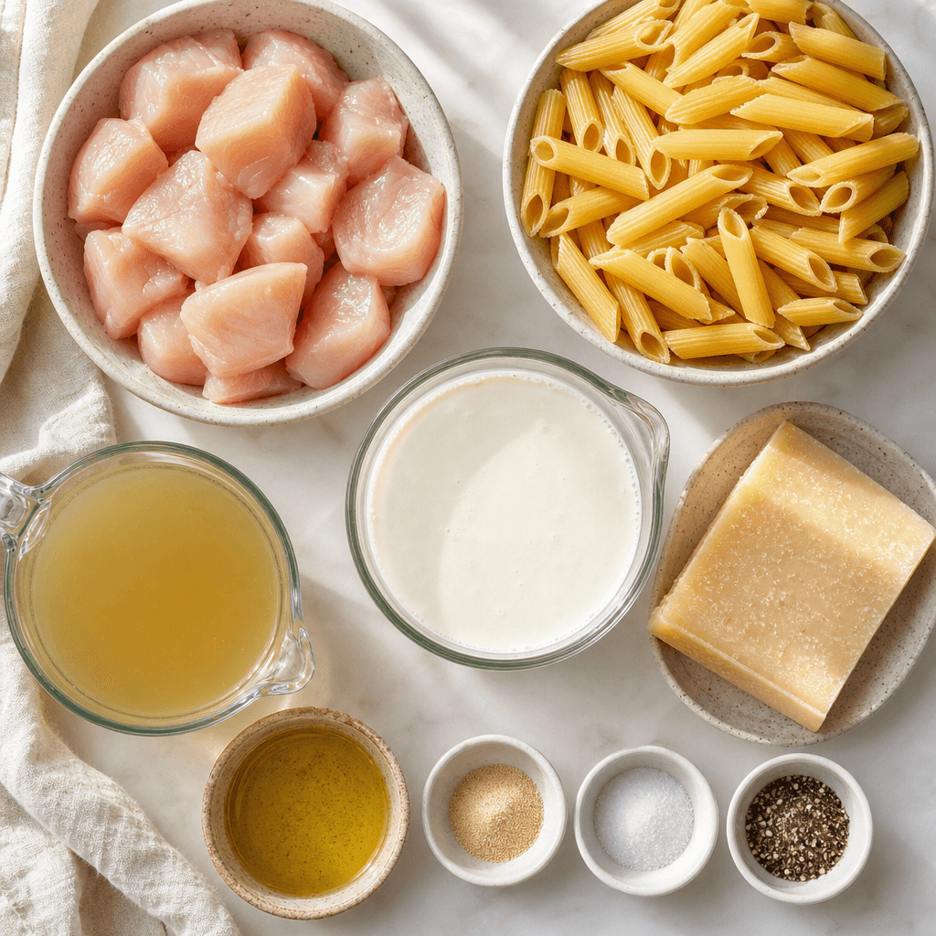 Instant Pot Chicken Alfredo Pasta ingredients