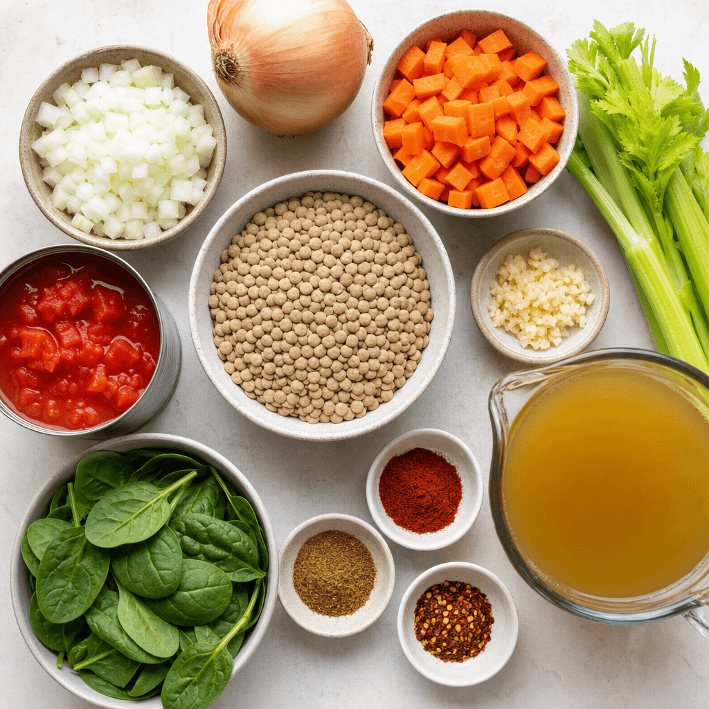 Cozy One Pot Instant Pot Lentil Soup ingredients