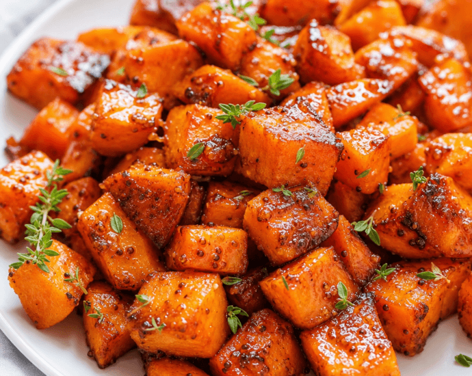 Maple Dijon Roasted Sweet Potatoes