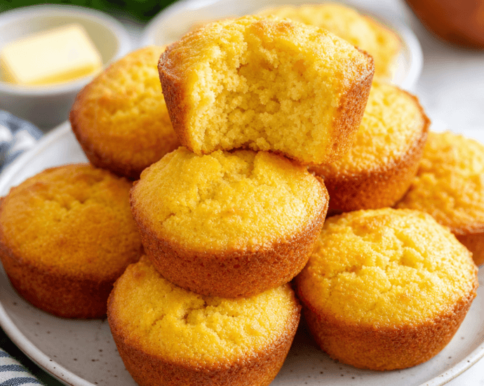 Golden Buttery Cornbread Muffins