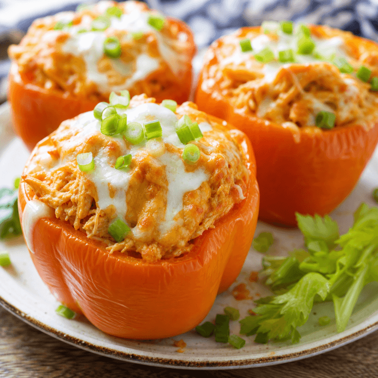 Buffalo Chicken Stuffed Peppers (Easy Baked Recipe)