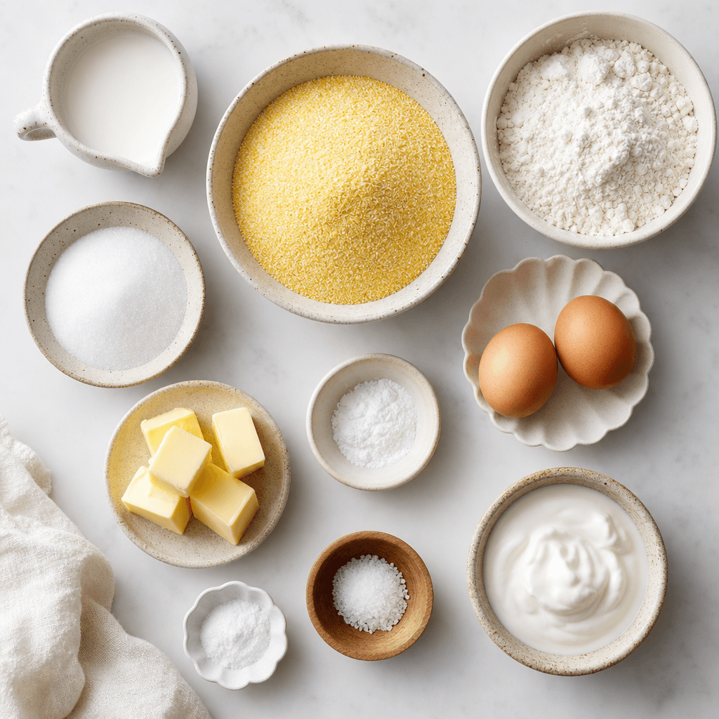 Golden Buttery Cornbread Muffins ingredients