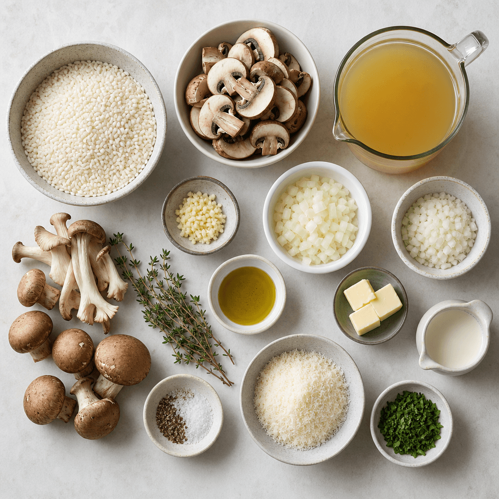 Creamy Instant Pot Mushroom Risotto Recipe ingredients