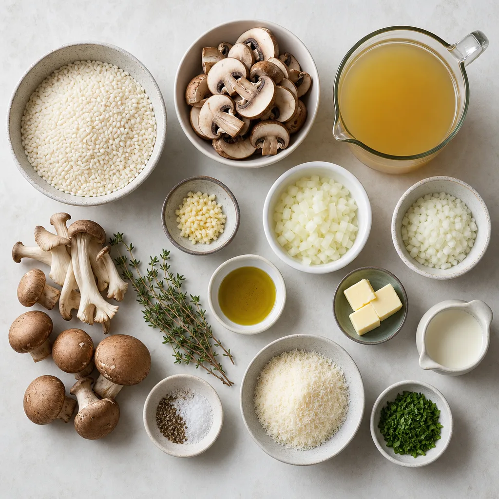 Creamy Instant Pot Mushroom Risotto Recipe ingredients