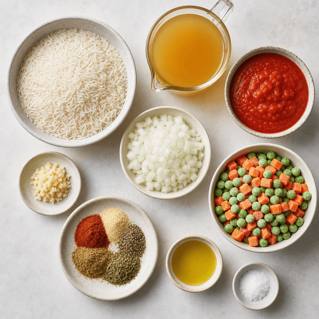 Authentic Flavorful Instant Pot Mexican Rice ingredients