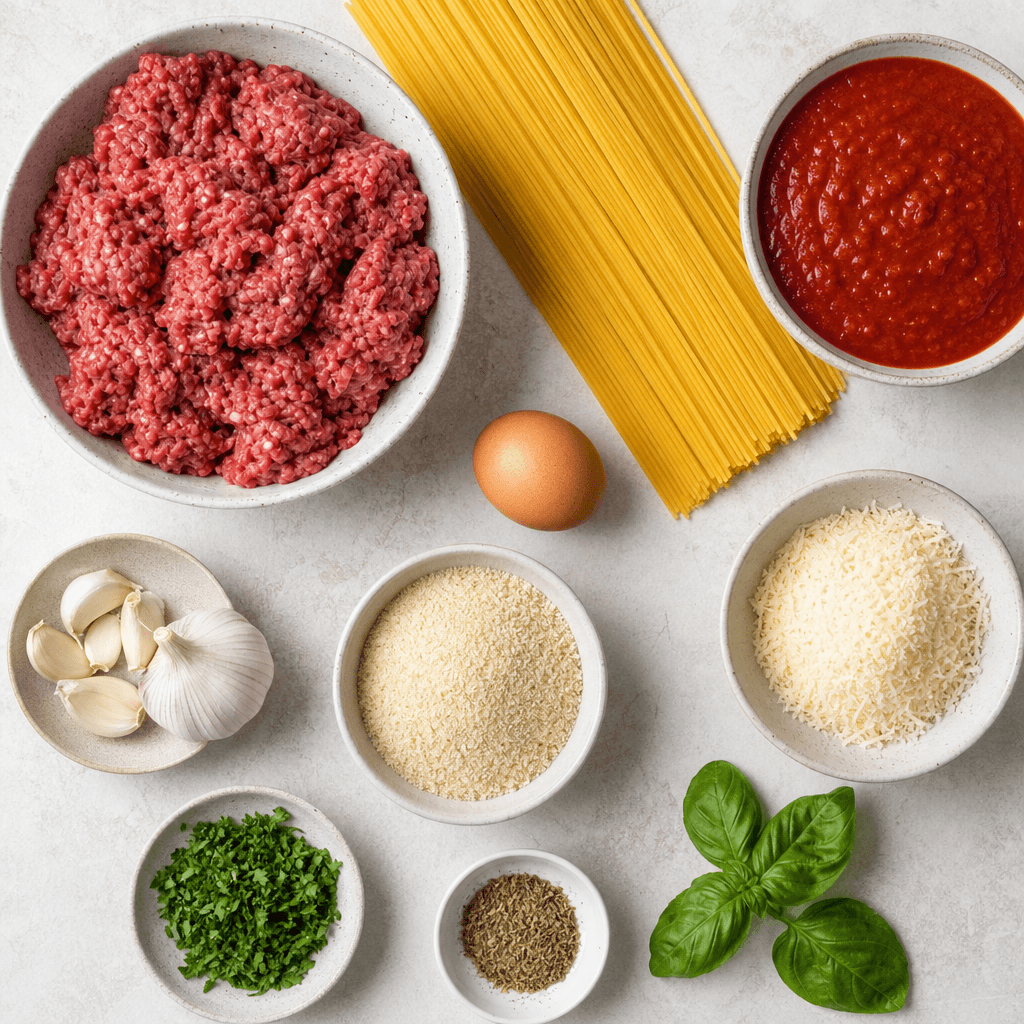 Easy Instant Pot Spaghetti and Meatballs ingredients