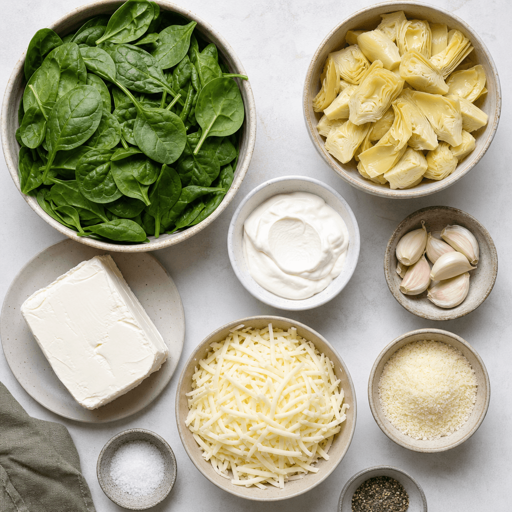 Creamy Spinach Artichoke Dip Recipe ingredients