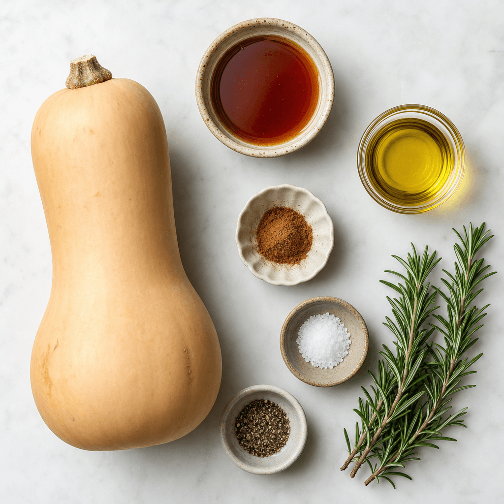 Sweet and Savory Maple Roasted Butternut Squash ingredients