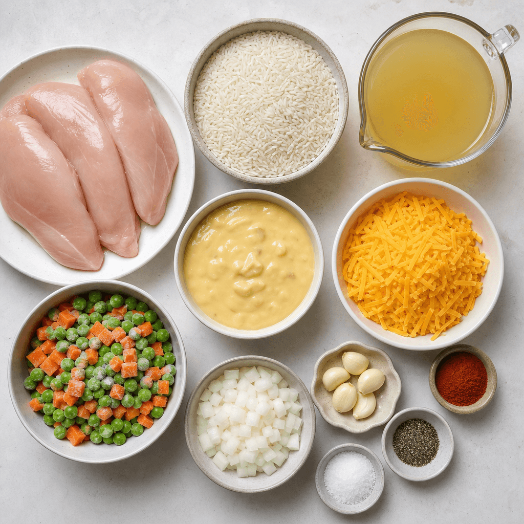 Slow Cooker Chicken and Rice ingredients