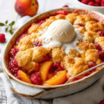 Warm and Cozy Peach and Raspberry Cobbler
