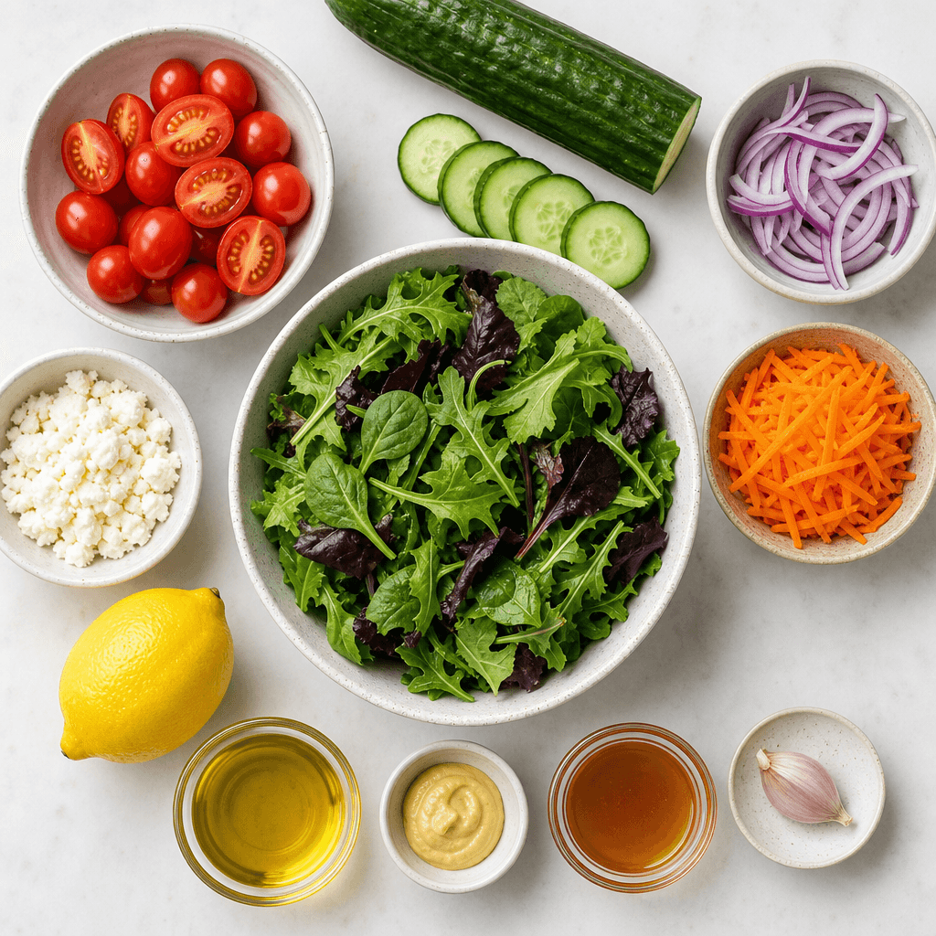 Fresh Garden Salad with Light Lemon Vinaigrette ingredients