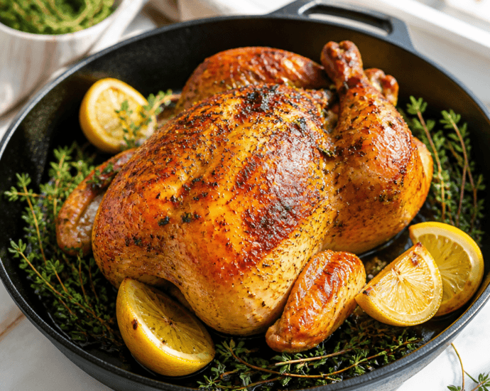 Perfectly Golden Roasted Chicken with Lemon and Thyme