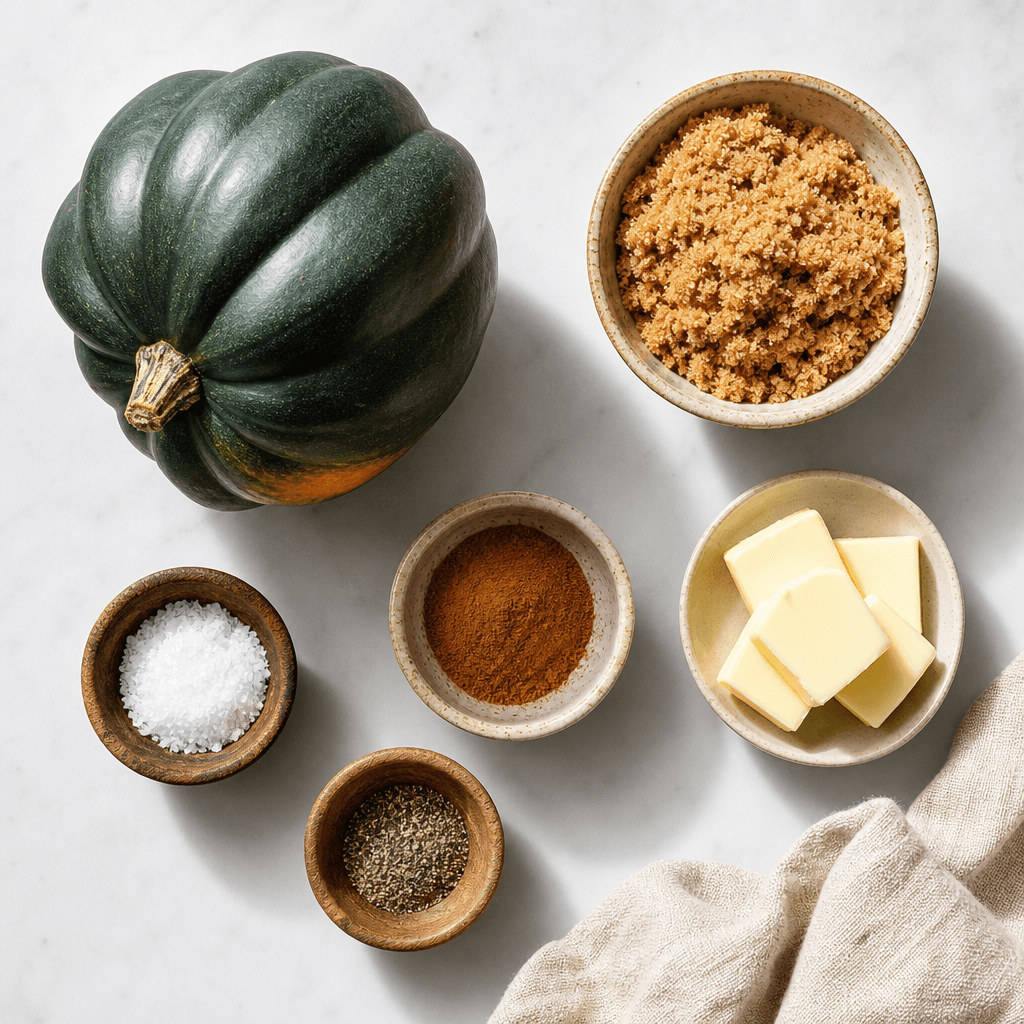 Baked Acorn Squash with Brown Sugar and Butter ingredients