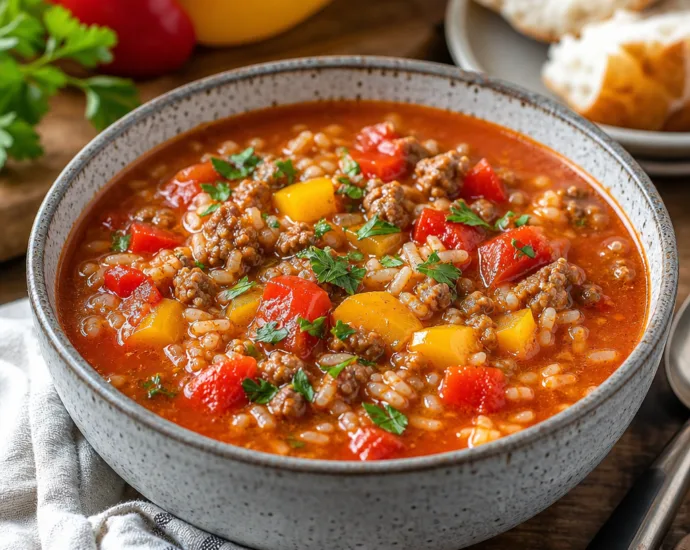 Cozy Instant Pot Stuffed Pepper Soup Recipe