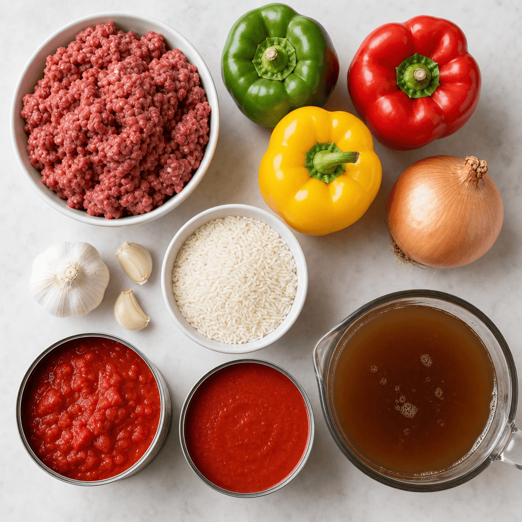 Cozy Instant Pot Stuffed Pepper Soup Recipe ingredients