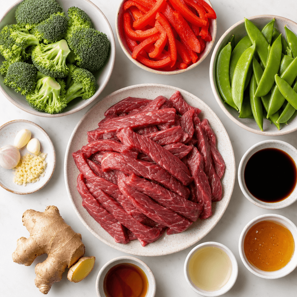 Teriyaki Beef Stir-Fry ingredients