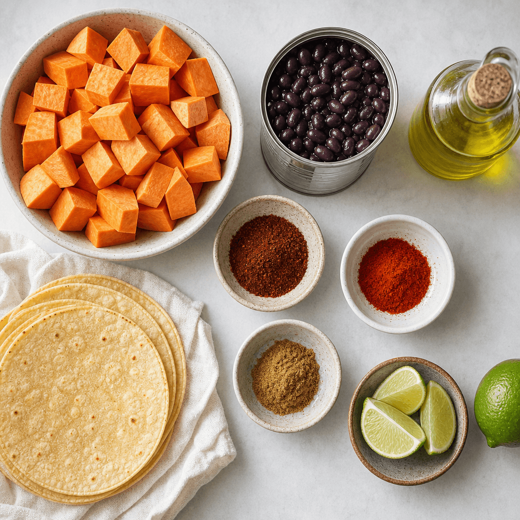 Sweet Potato and Black Bean Tacos ingredients