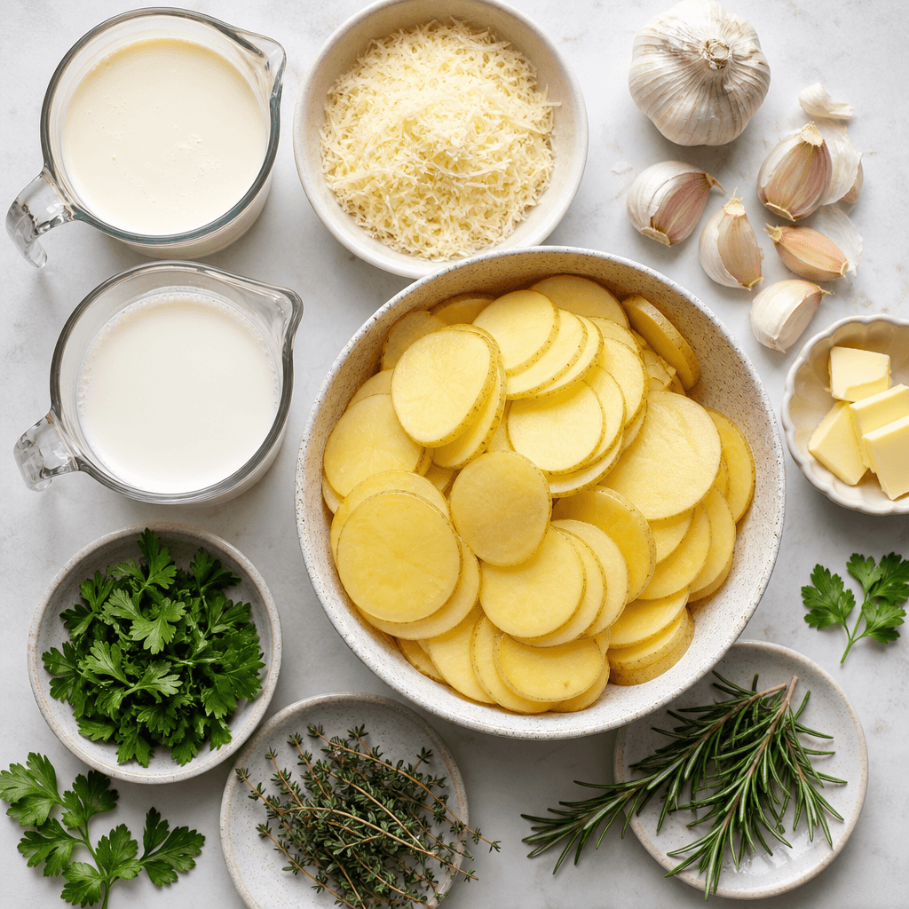 Creamy Parmesan Herb Scalloped Potatoes ingredients