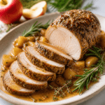 Herb Crusted Pork Loin with Apple Pan Sauce