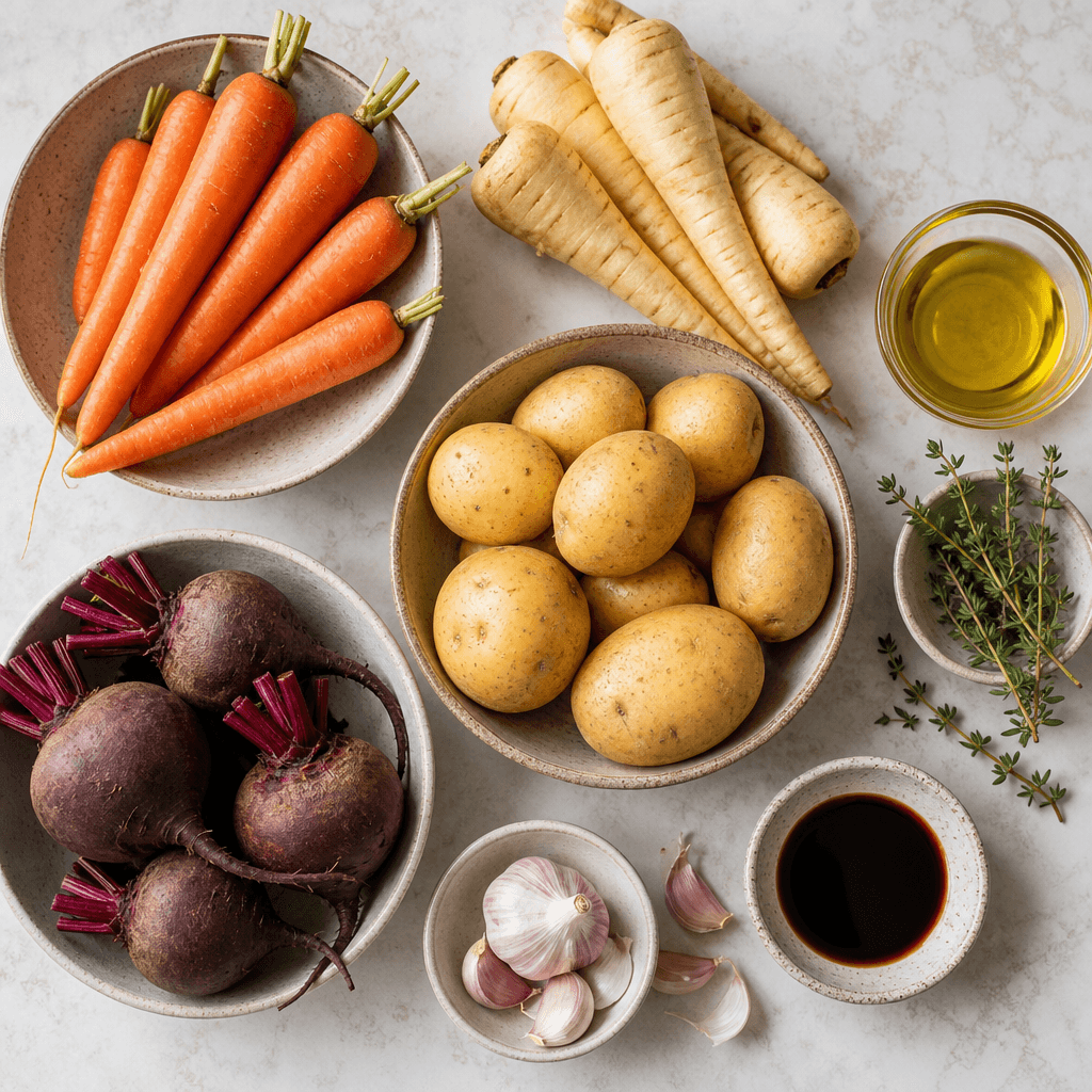 Balsamic Roasted Root Vegetables ingredients