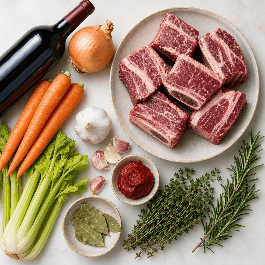 Braised Short Ribs with Red Wine and Thyme ingredients