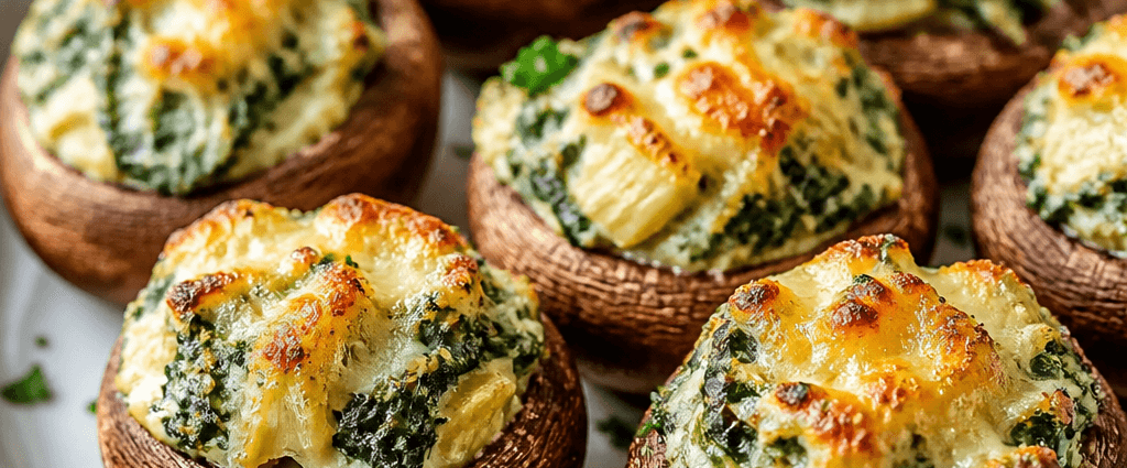 Spinach and Artichoke Stuffed Mushrooms