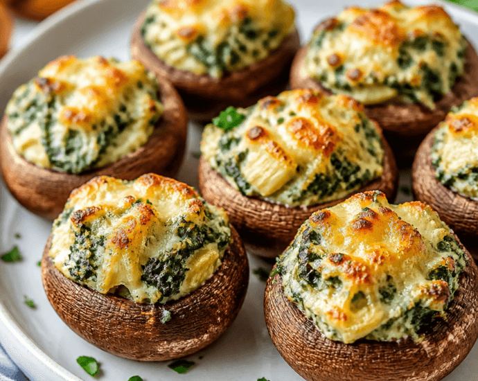 Spinach and Artichoke Stuffed Mushrooms
