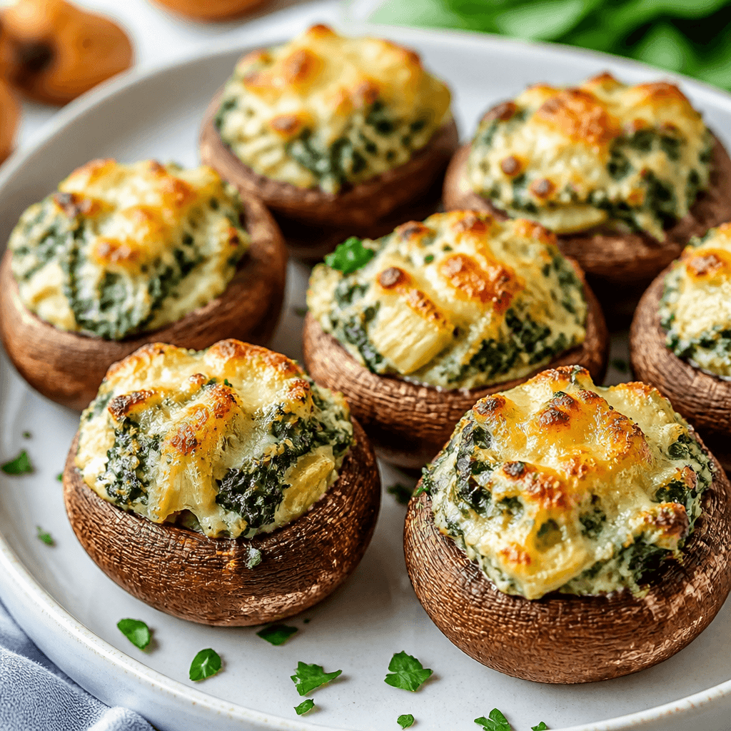 Spinach and Artichoke Stuffed Mushrooms
