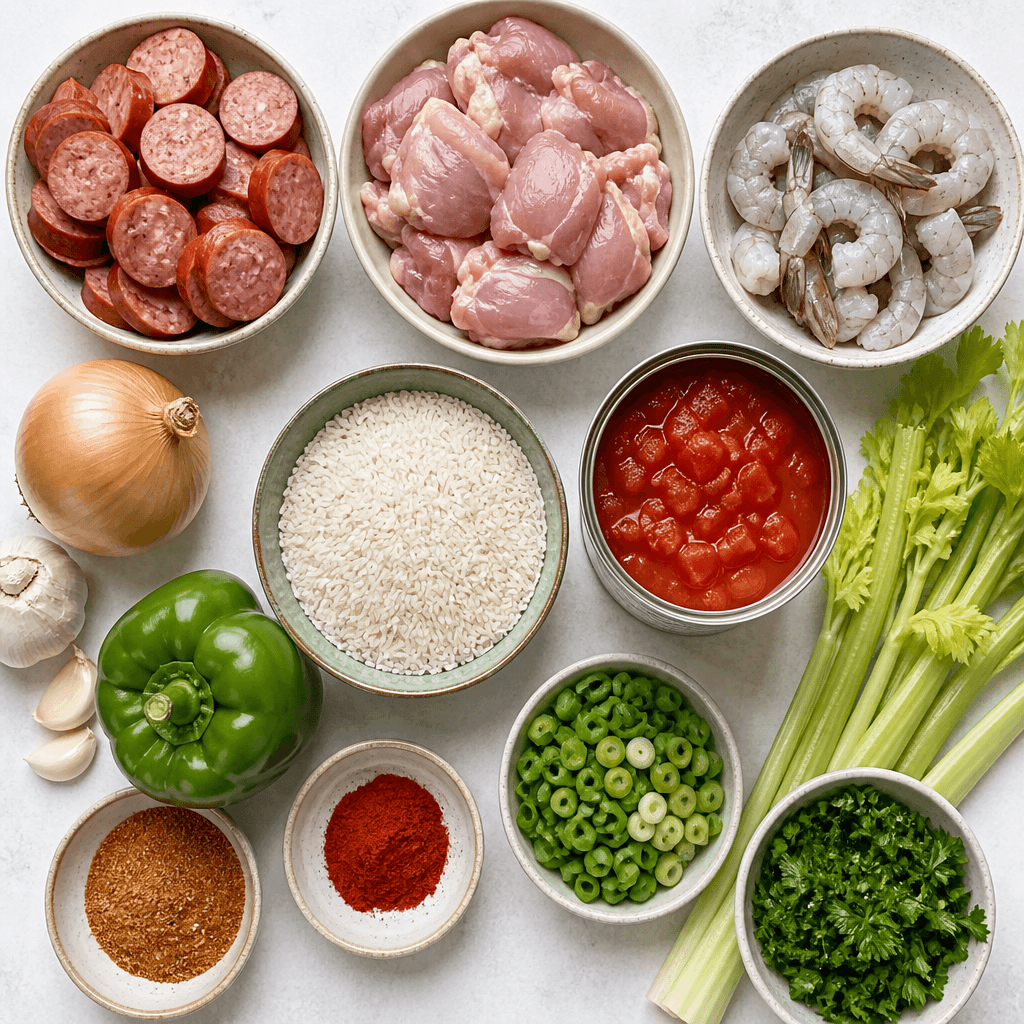 Instant Pot Jambalaya ingredients