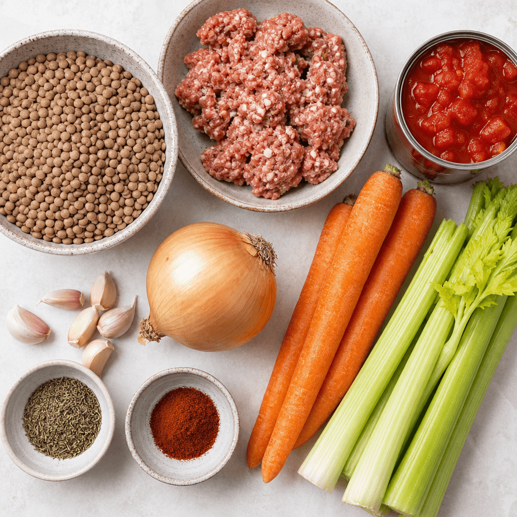 Sausage Lentil Soup ingredients