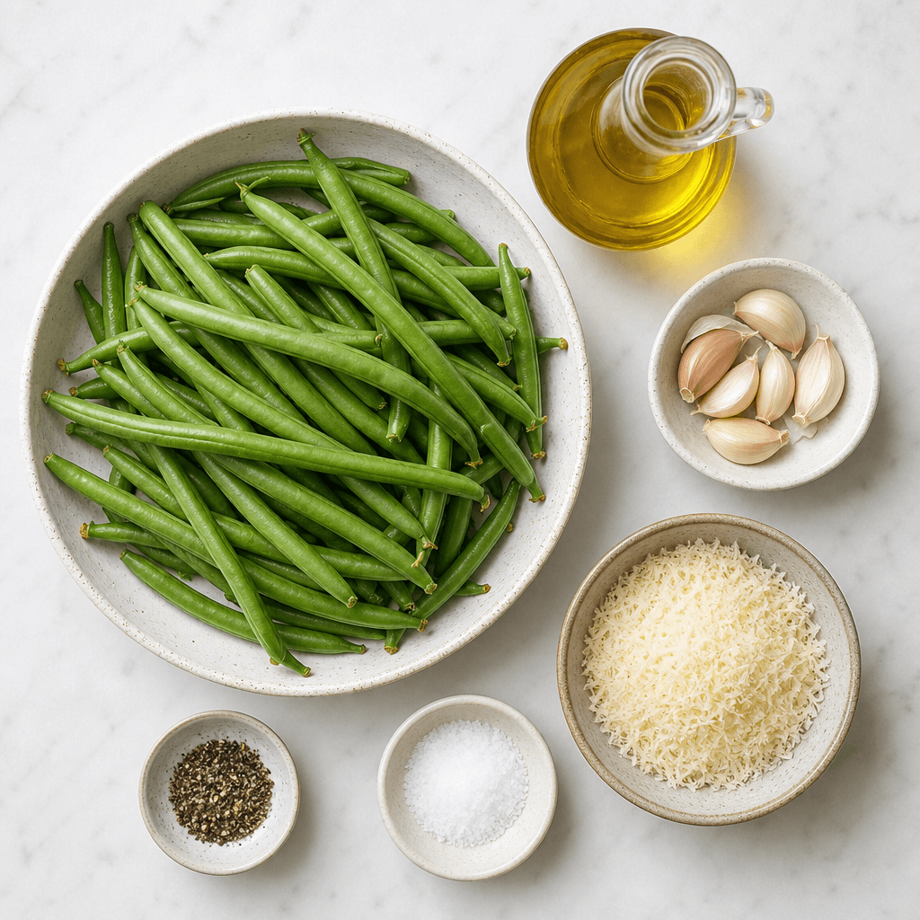 Garlic Parmesan Roasted Green Beans Packed with Flavor ingredients