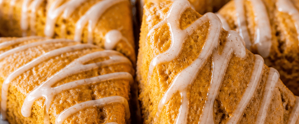 Pumpkin Scones with Sweet Vanilla Glaze