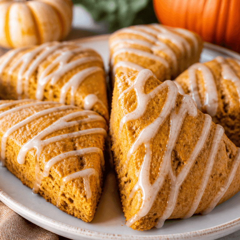 Pumpkin Scones with Sweet Vanilla Glaze