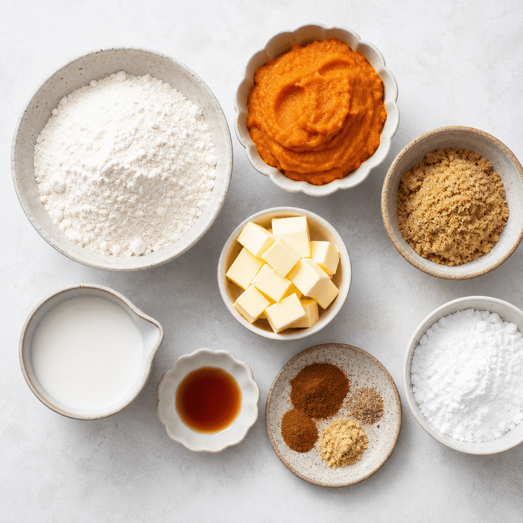 Pumpkin Scones with Sweet Vanilla Glaze ingredients