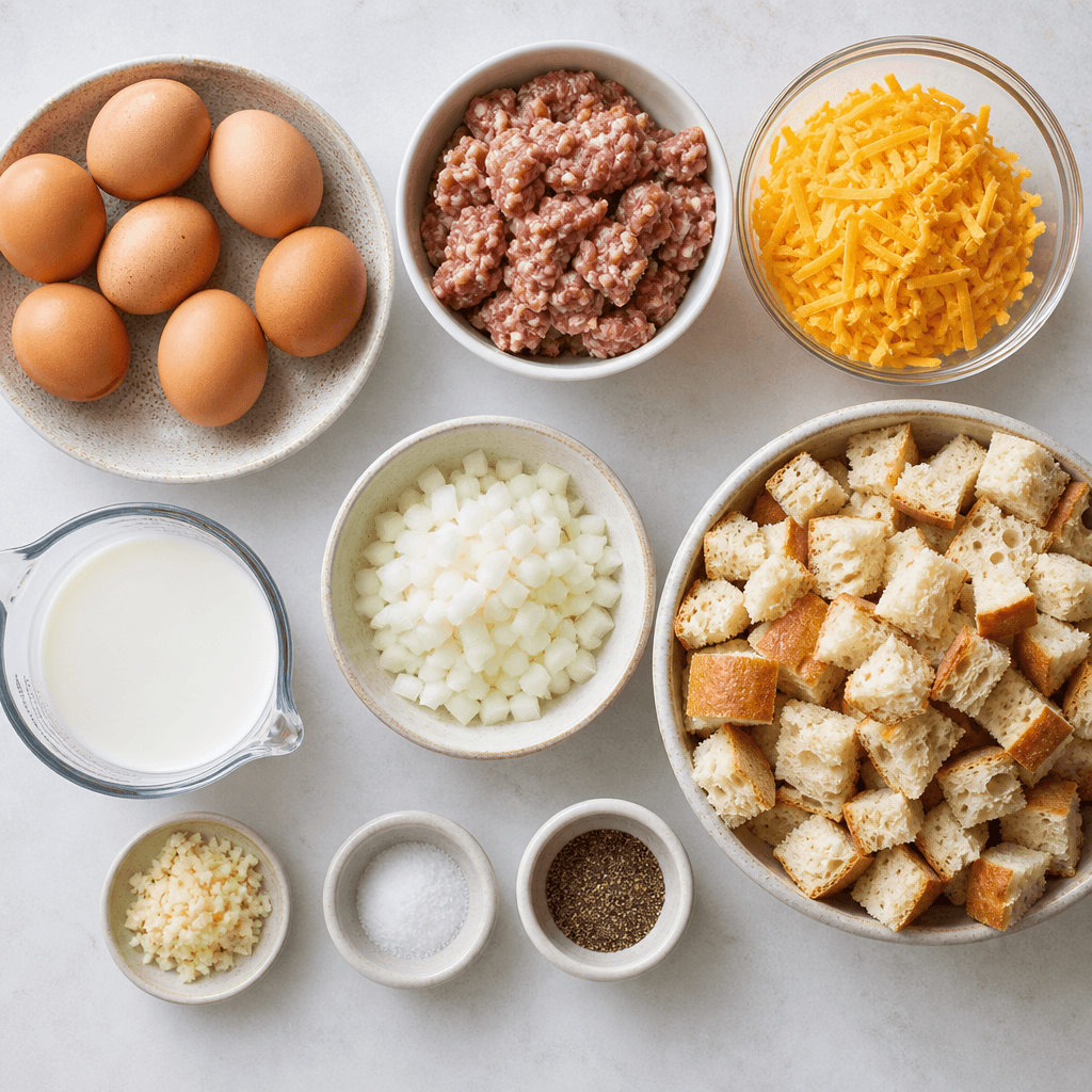 Easy Egg and Sausage Breakfast Casserole Recipe ingredients