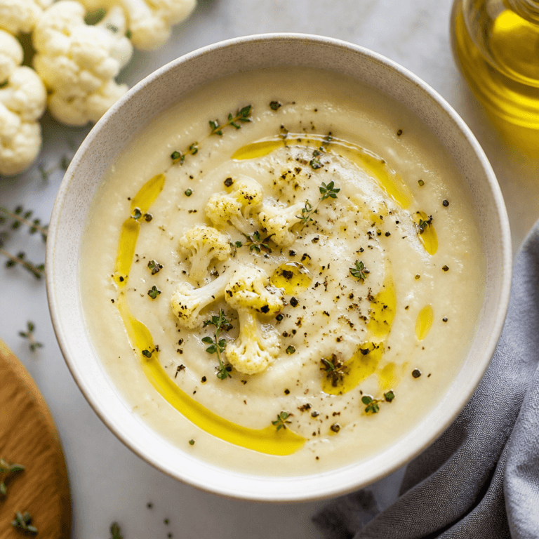 Creamy Peppered Cauliflower Soup with Garlic Oil Recipe